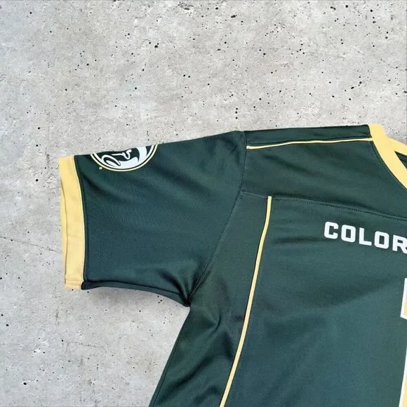 Colorado State Rams #1 Football Jersey Men’s M Green Gold Hanes NCAA - Picture 4 of 10